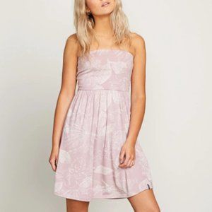 Volcom Pale Pink Floral Strapless Dress Size: 14